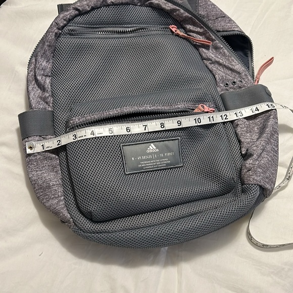 Adidas three stripe life backpack grey with pink trim EUC like new adjustable - Picture 9 of 9